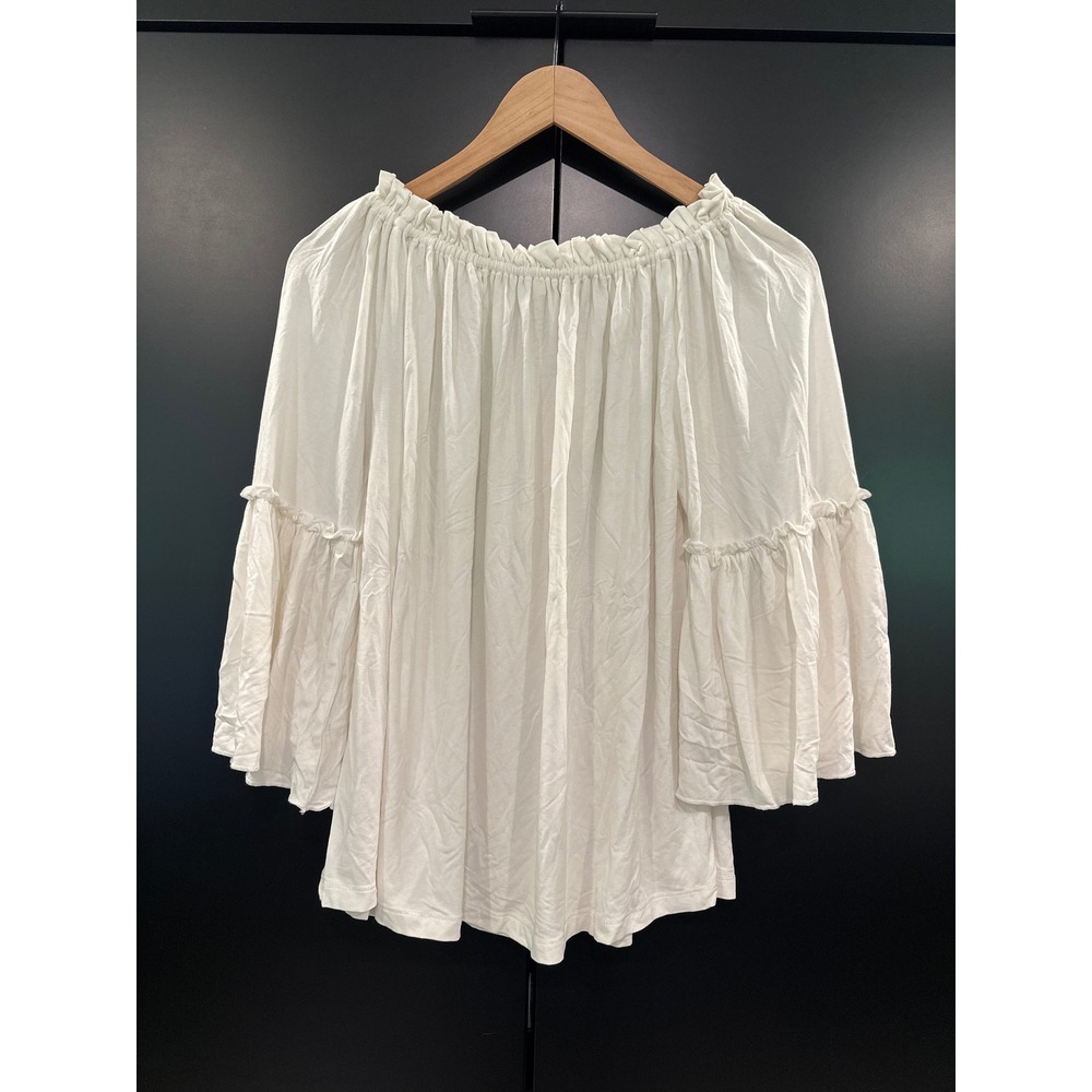 Patrizia Luca Milano White Off Shoulder Bell Sleeve Blouse Top XS YTS421 NEW